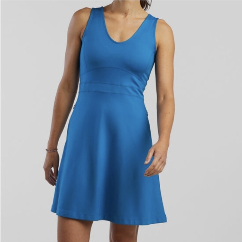 Title Nine Dream V-Neck Dress in Snorkel Blue Solid